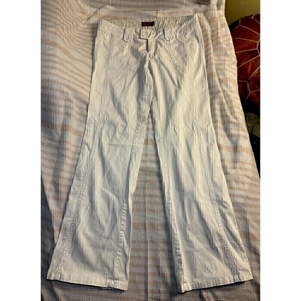 Denim Rock Jeans Cotton straight Flare Stretch Y2K Womens Size L khakis chinos